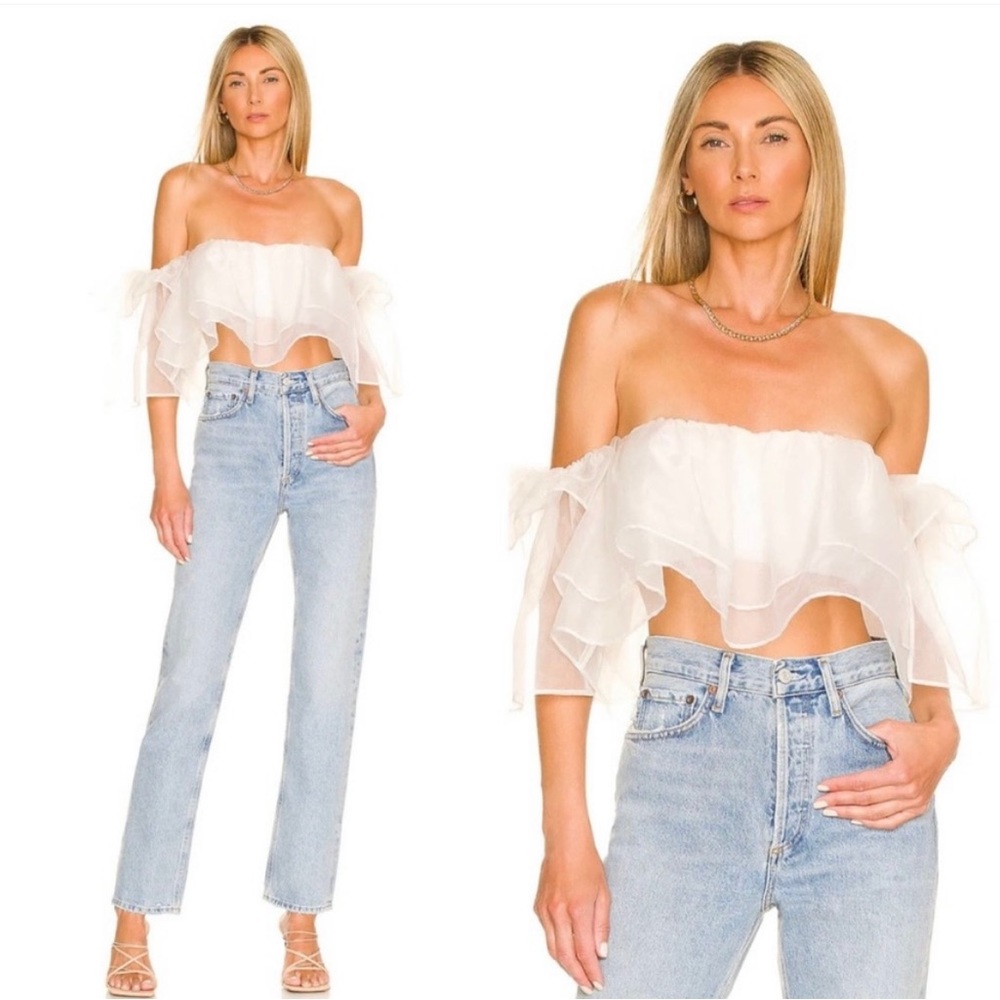 Show Me Your Mumu Rossella Ruffle Top White Organza